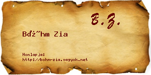 Bőhm Zia névjegykártya